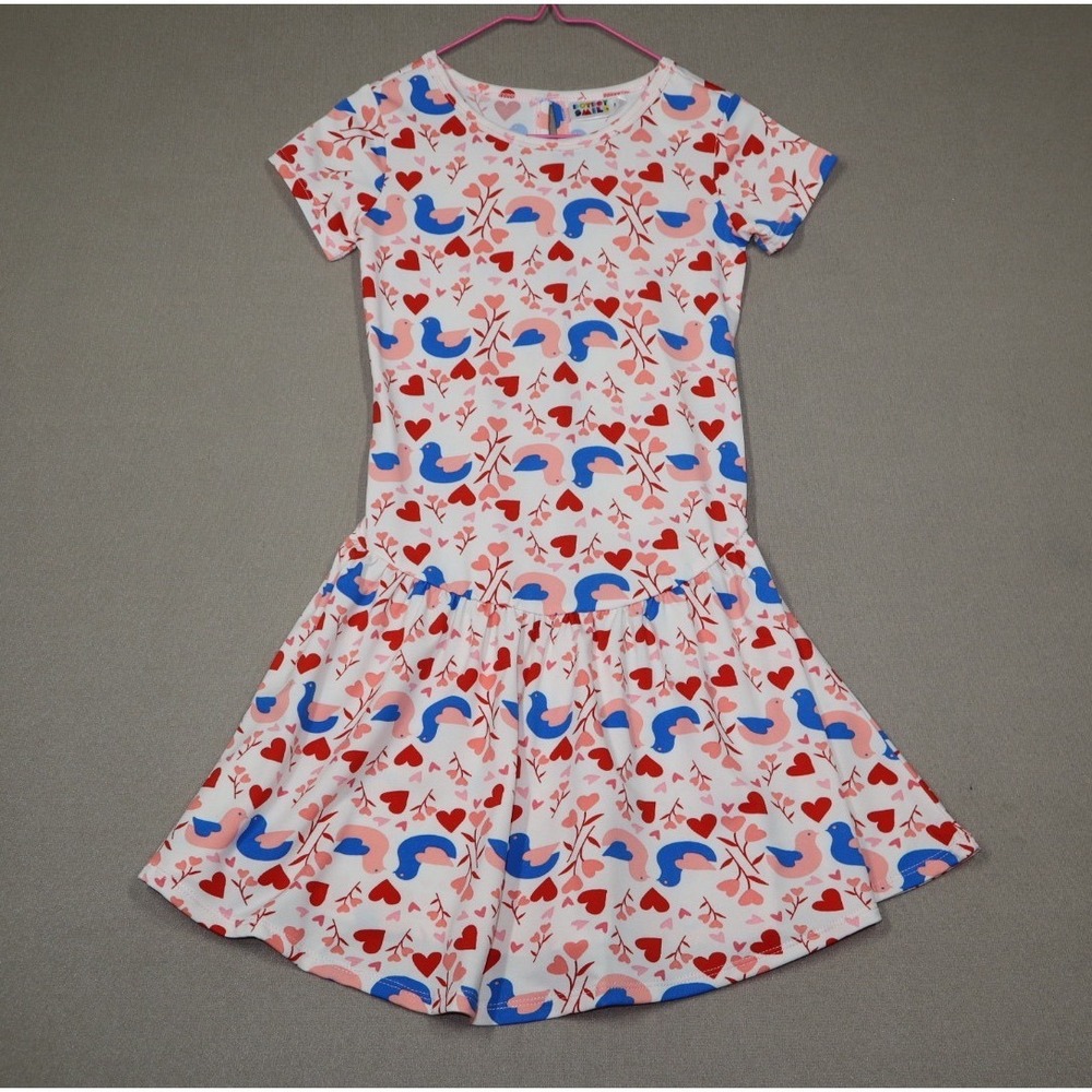 Dot Dot Smile Little‎ Girls Flapper Dress - Pink Love Birds - Size 5/6